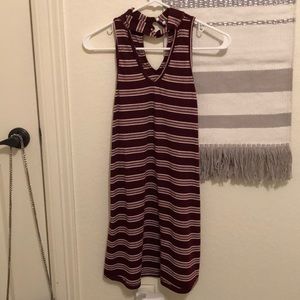 Maroon striped sleeveless dress